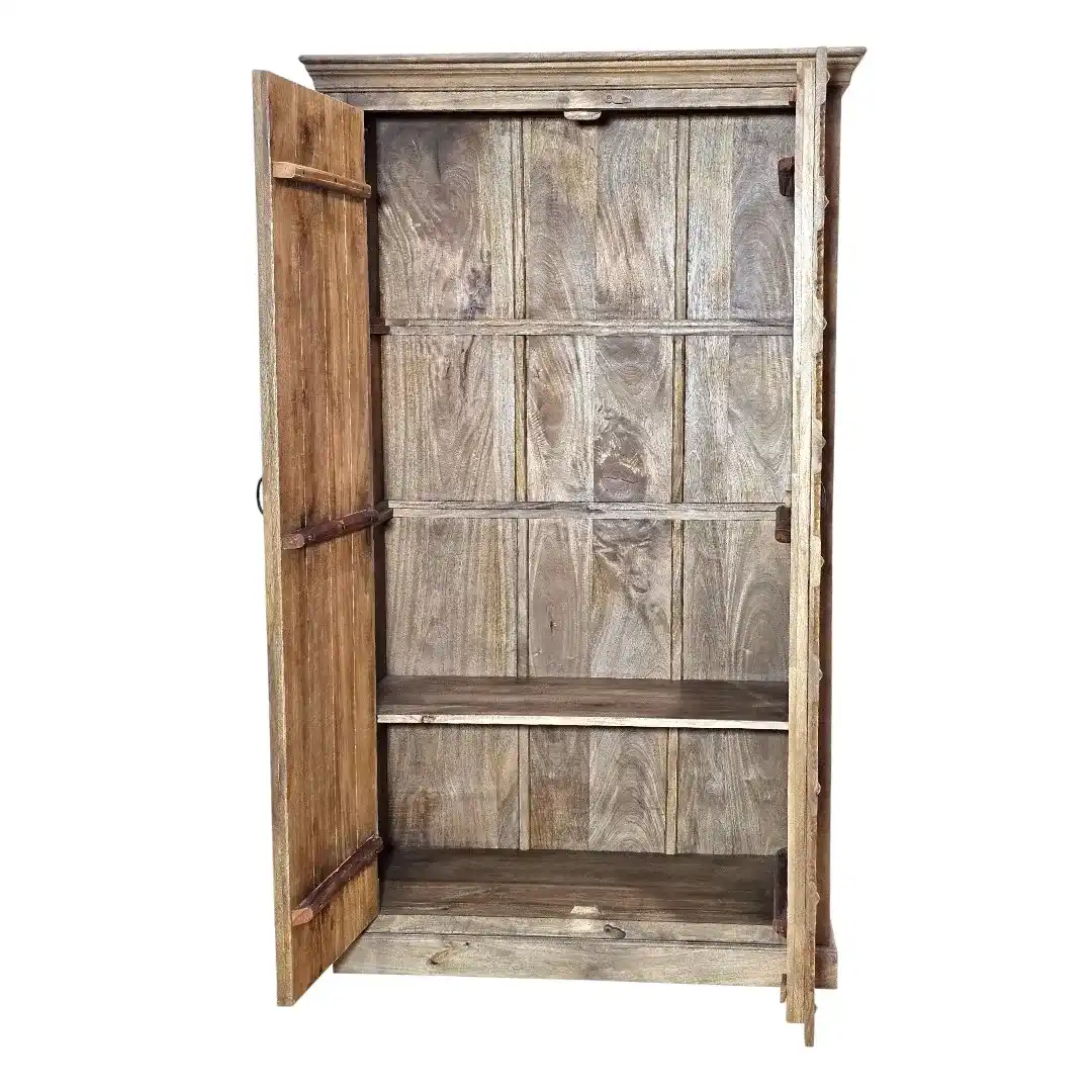 Al-Zahra Petal-Carved Mango Wood Armoire