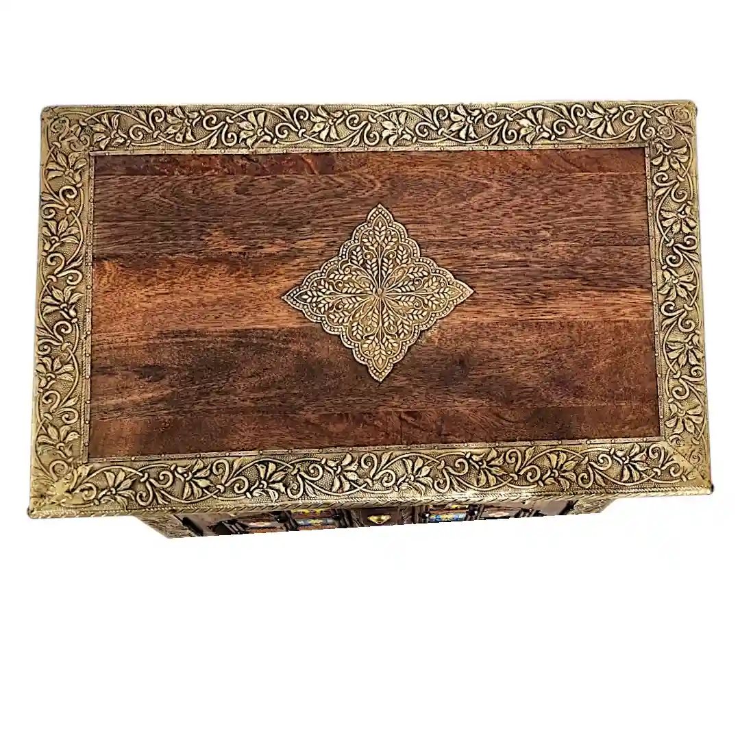Al-Zahra Indian Rosewood & Brass Embossed Tallboy