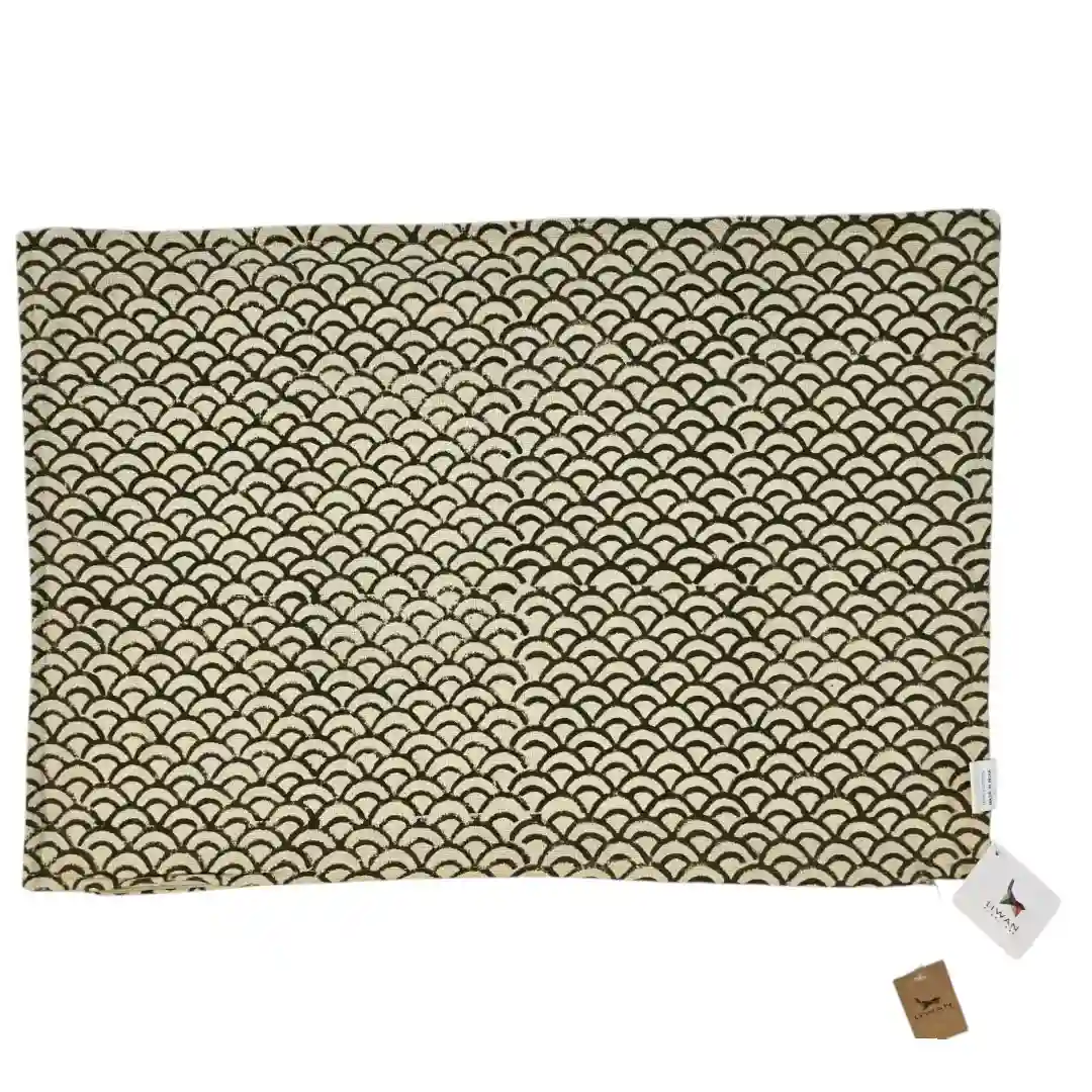 The "Ariya Wave" Hand-Blocked Cotton Cushion