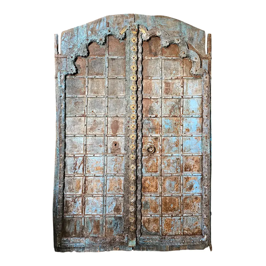Rustic Blue Arch Metal-Clad Door