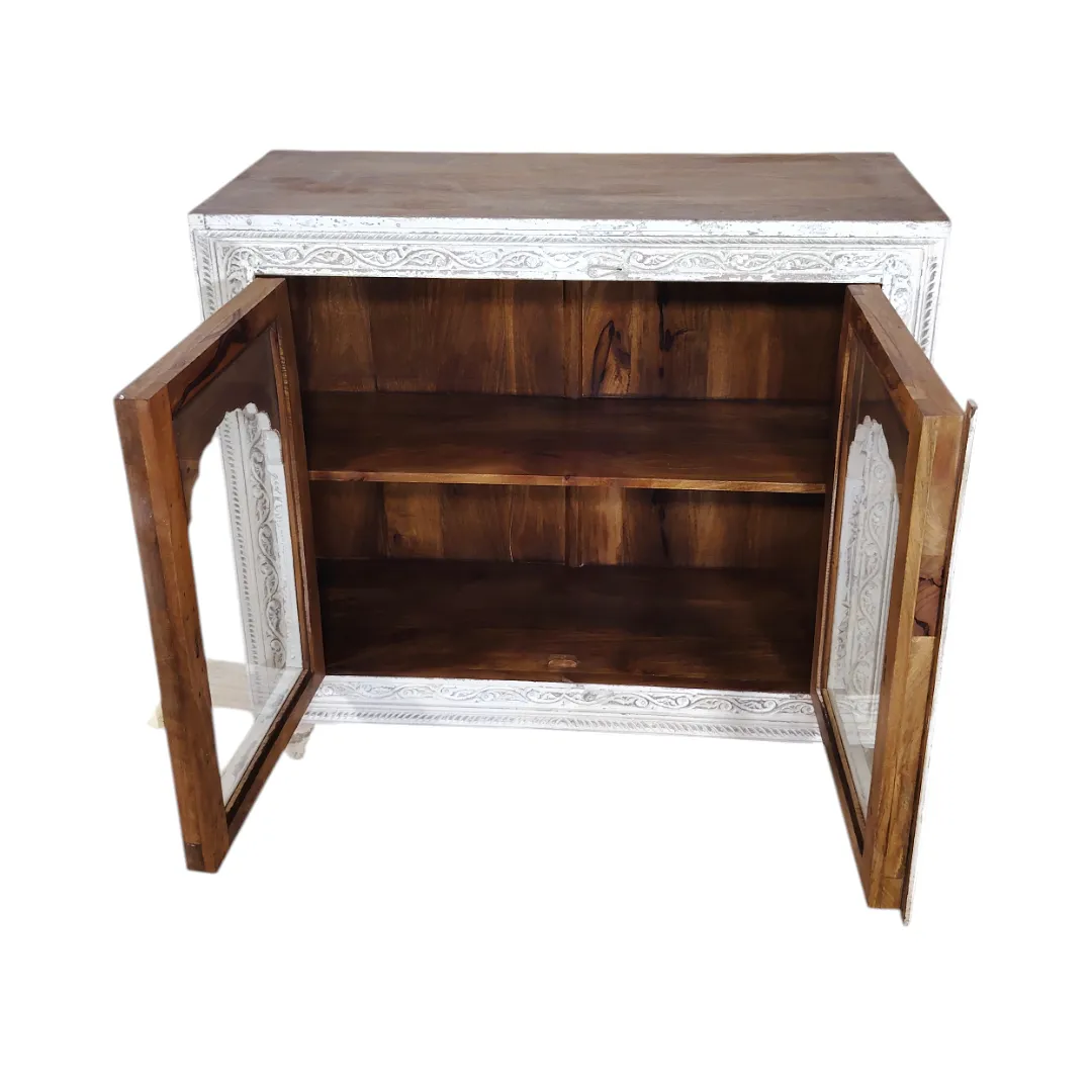 Artisan Carved Glass Display Cabinet