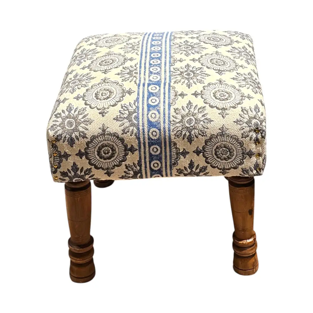 The Wanderlust Block-Print Footstool