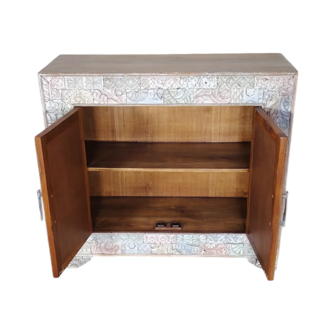 Boho Carved Accent Cabinet