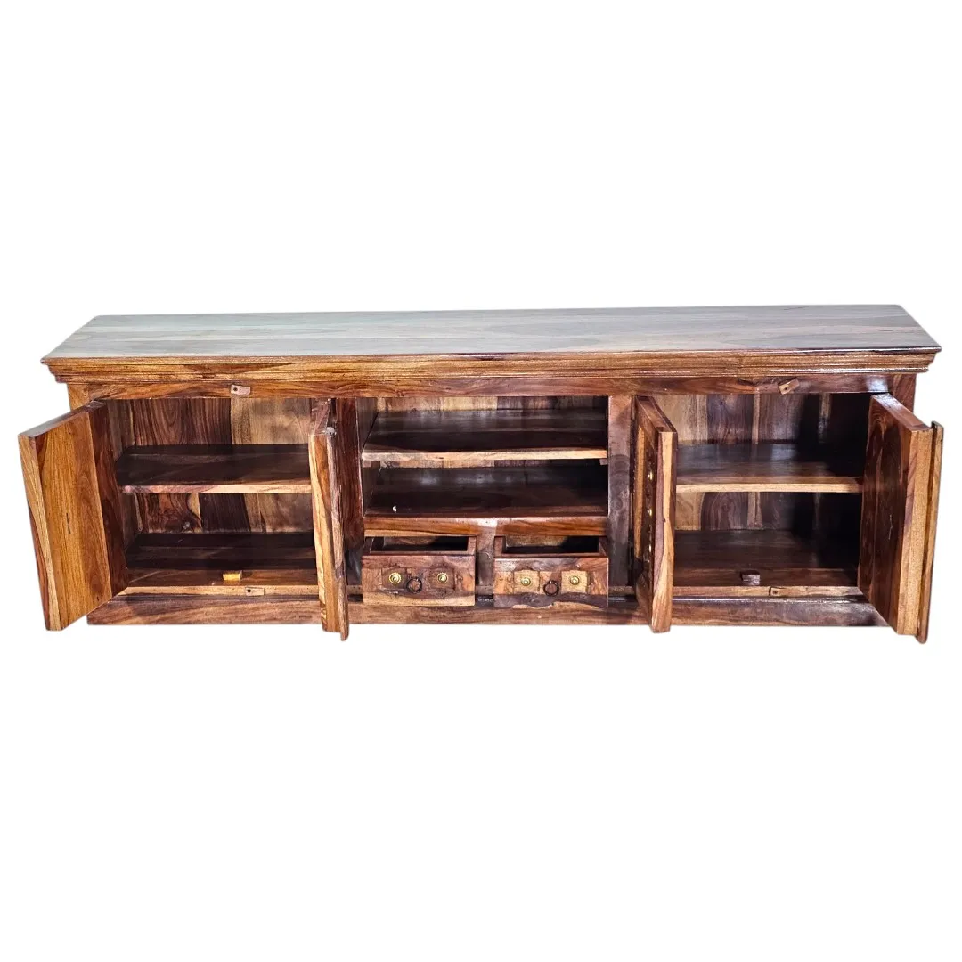 Alcázar Royale Solid Sheesham & Embossed Brass Media Console