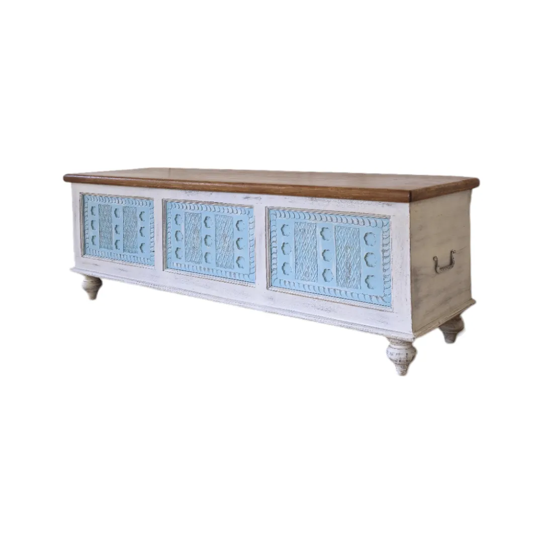 Carved Two-Tone Storage Trunk