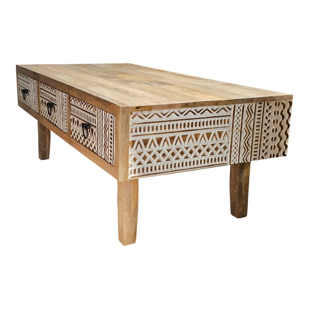 Thar-Bambara Hand-Carved Coffee Table