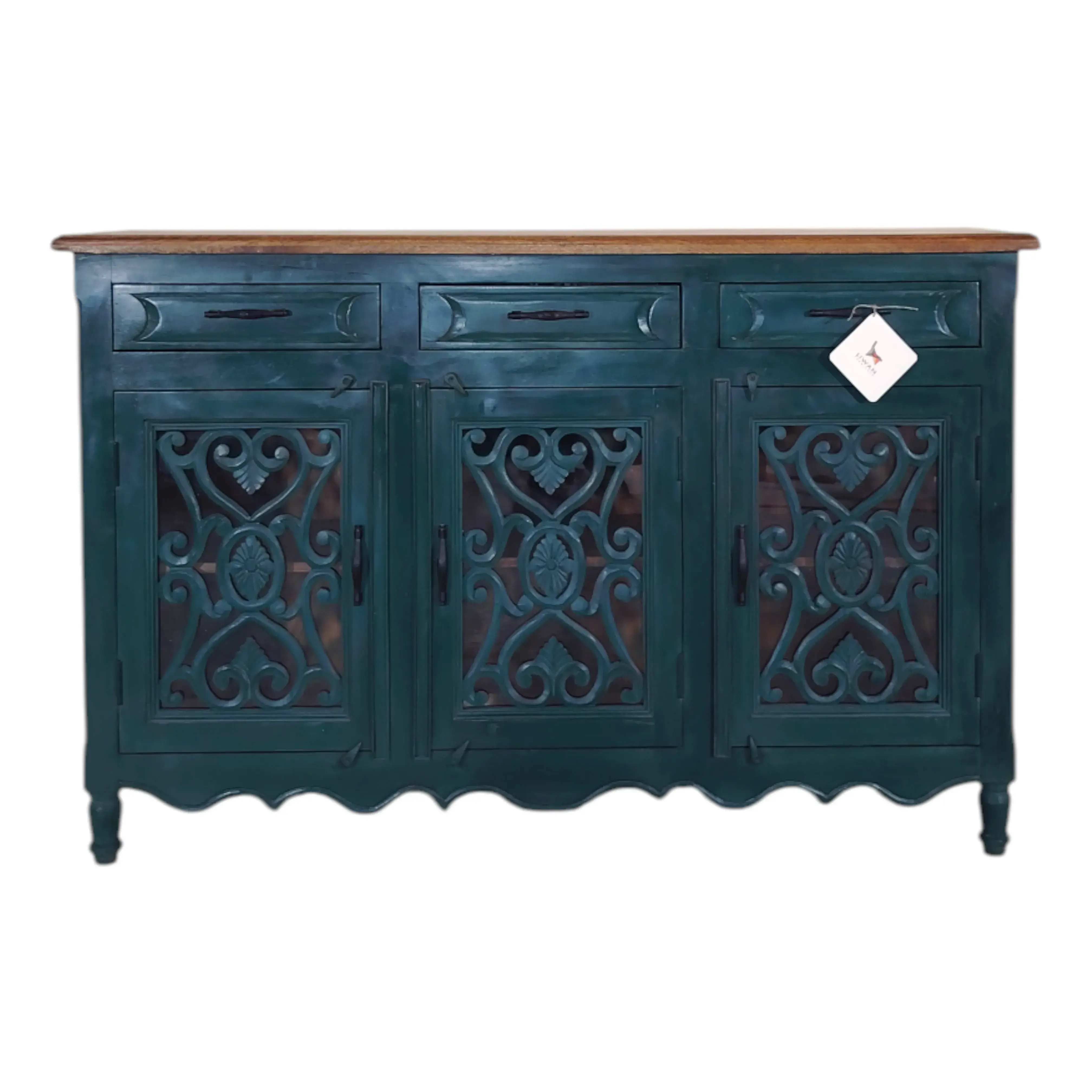 Deep Teal Lattice Sideboard