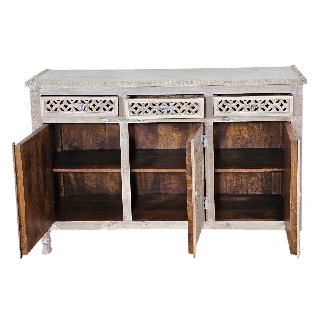 Nadir-Kala Indo-Persian Carved Sideboard