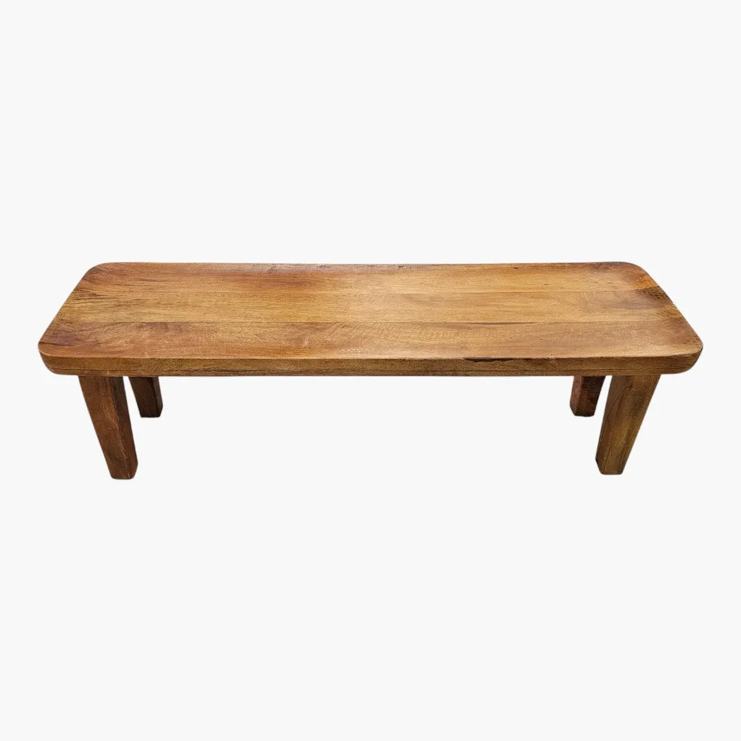 Modern Organic Mango Wood Scooped Bench