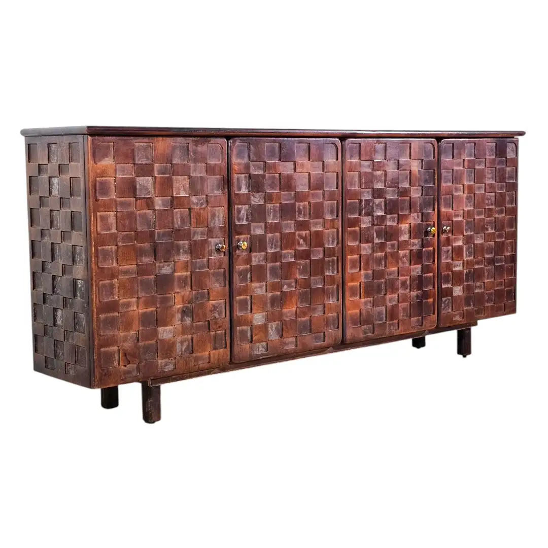 The Forum Travertine & Carved Mango Sideboard
