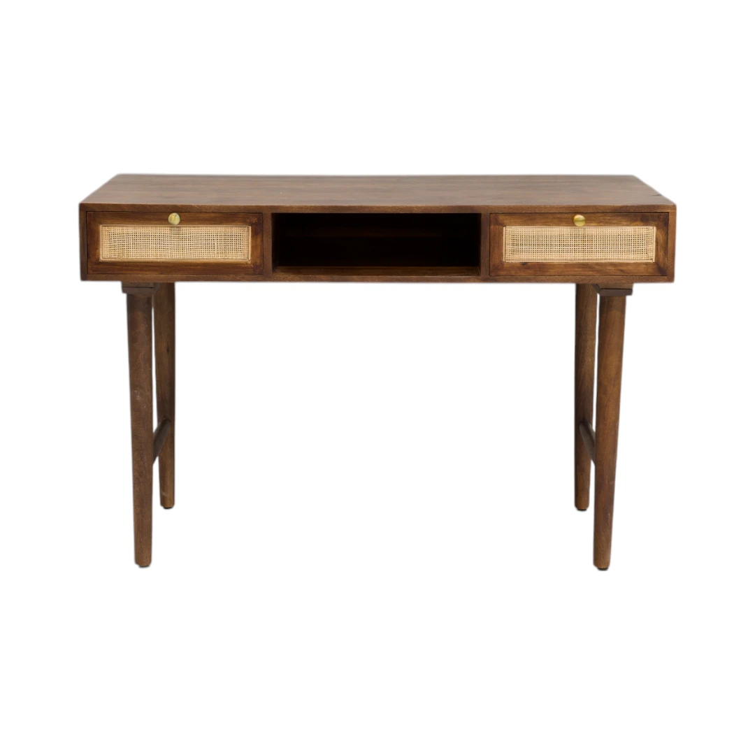 Rustic Rattan Study Desk