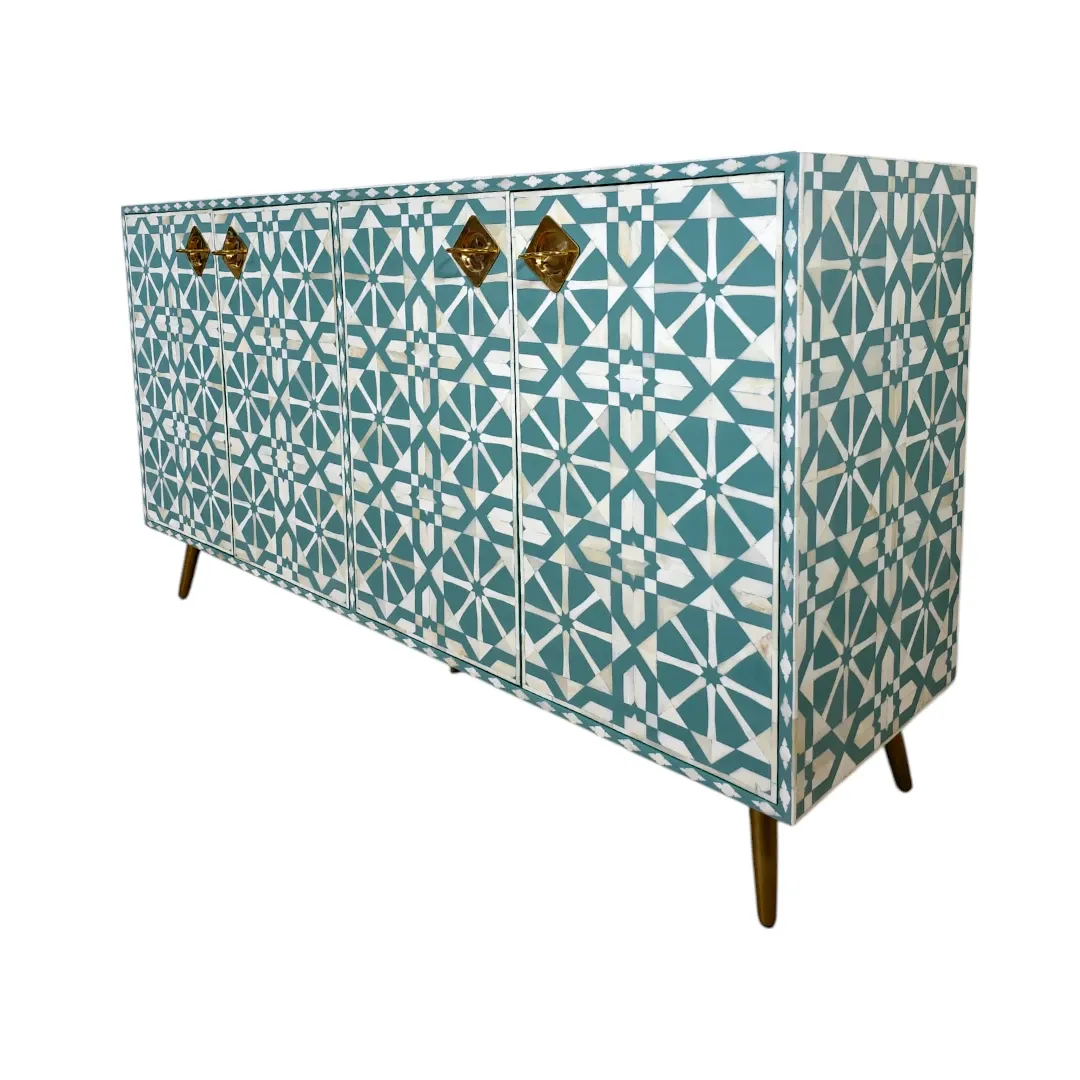 Teal Horizon Inlay Sideboard