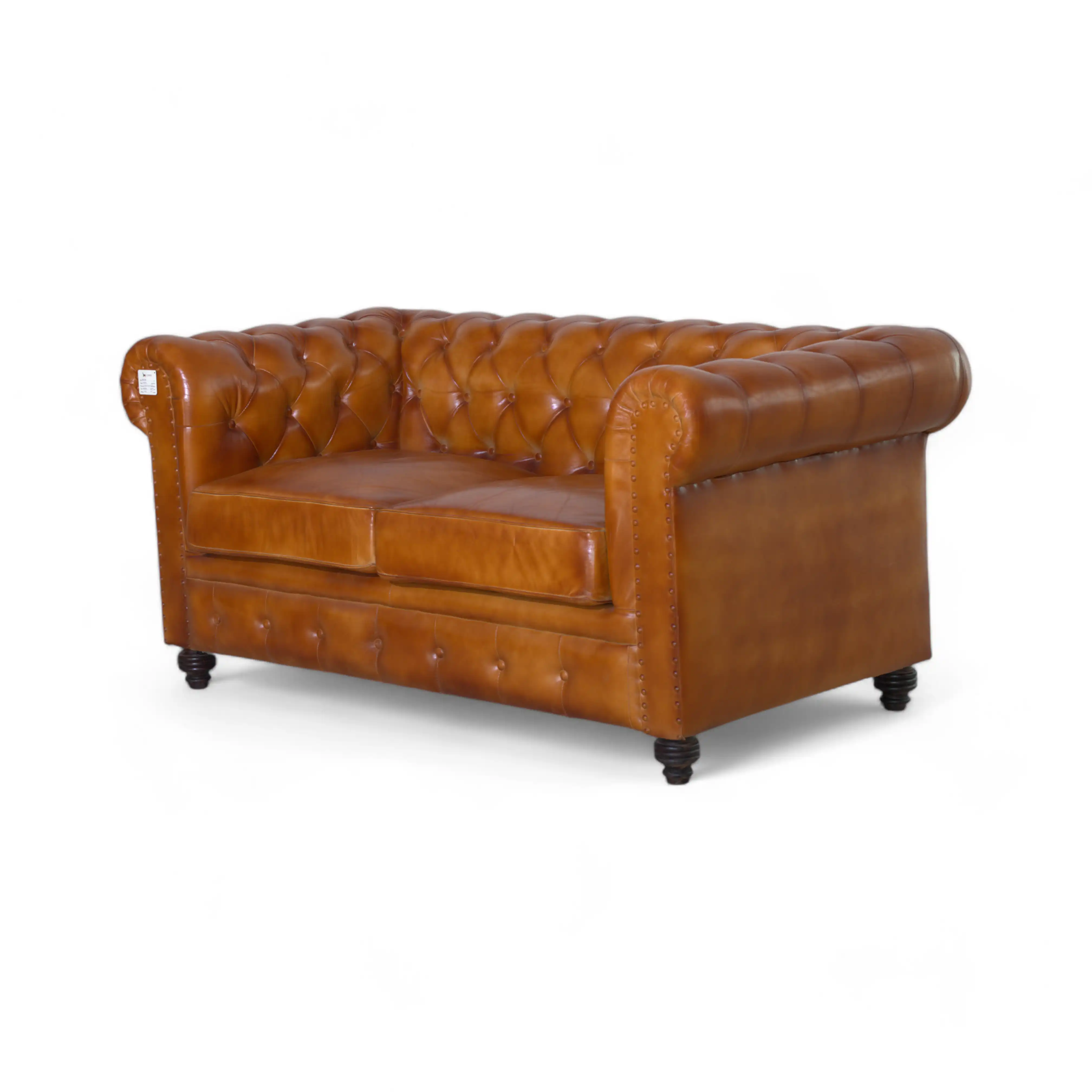 Classic Brown Leather Chesterfield Sofa