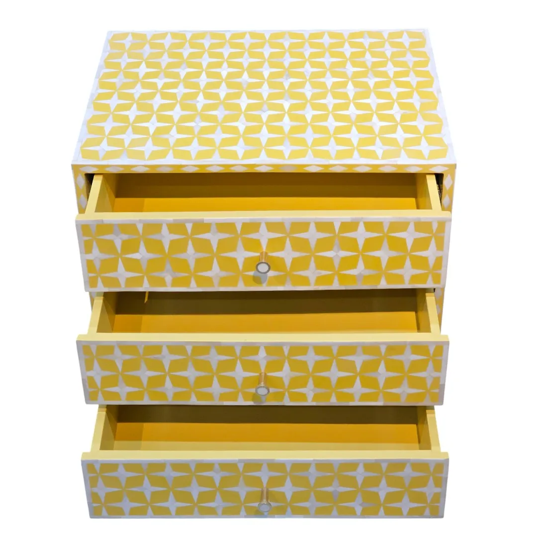 Cosmos Bone Inlay Nightstand, Citrine