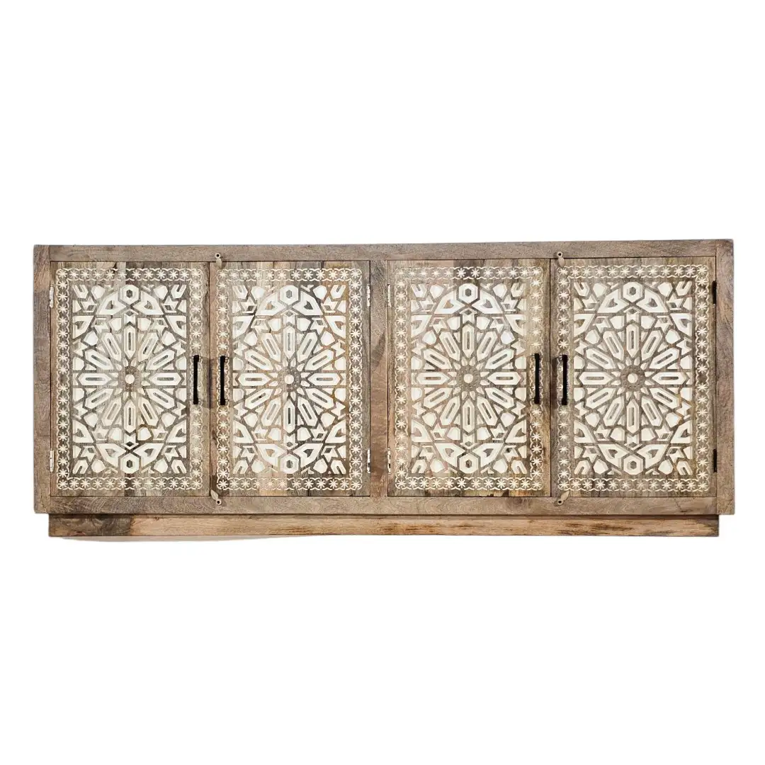 The Cordoba Star Geometric Carved Sideboard