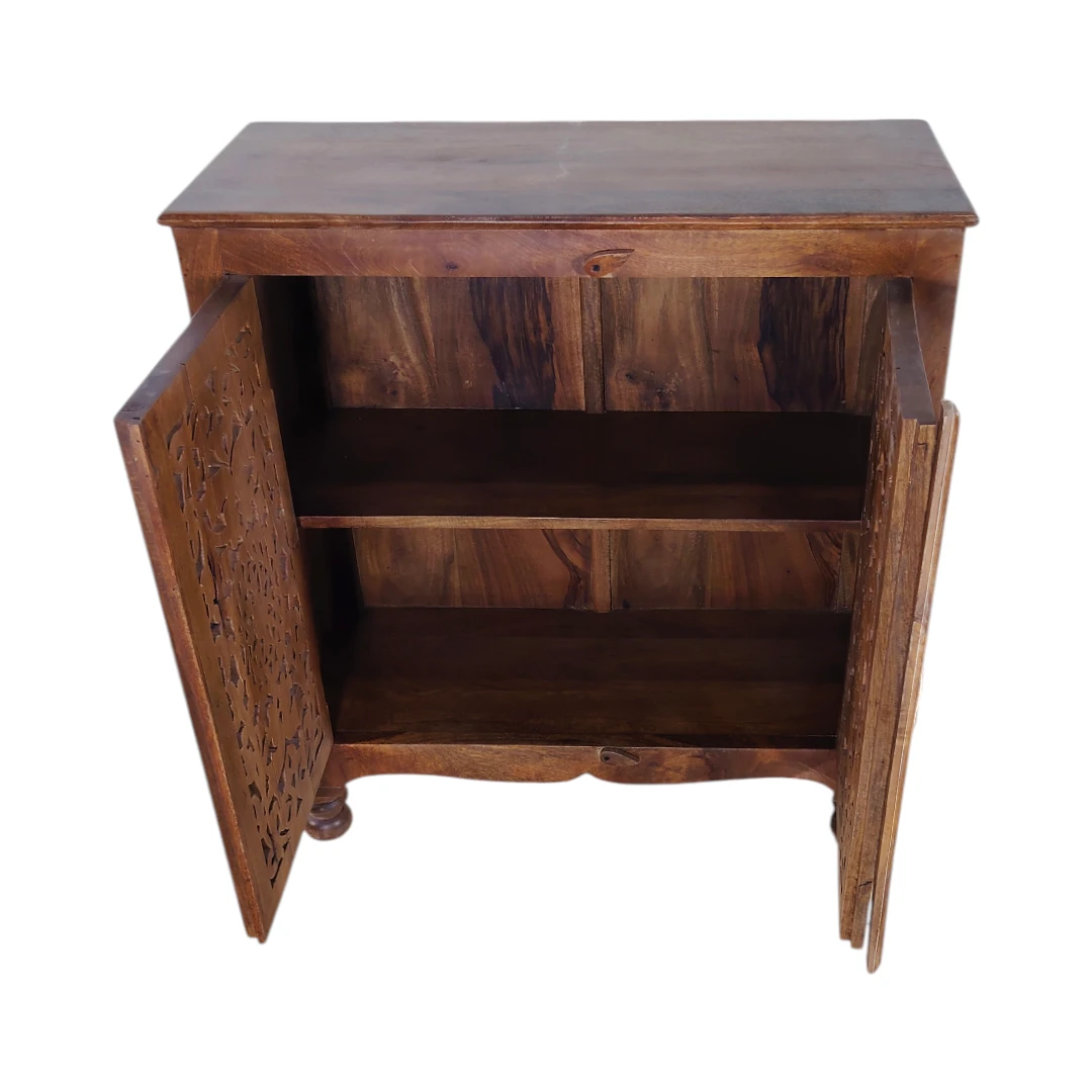 Artisanal Mango Wood Botanical Cabinet