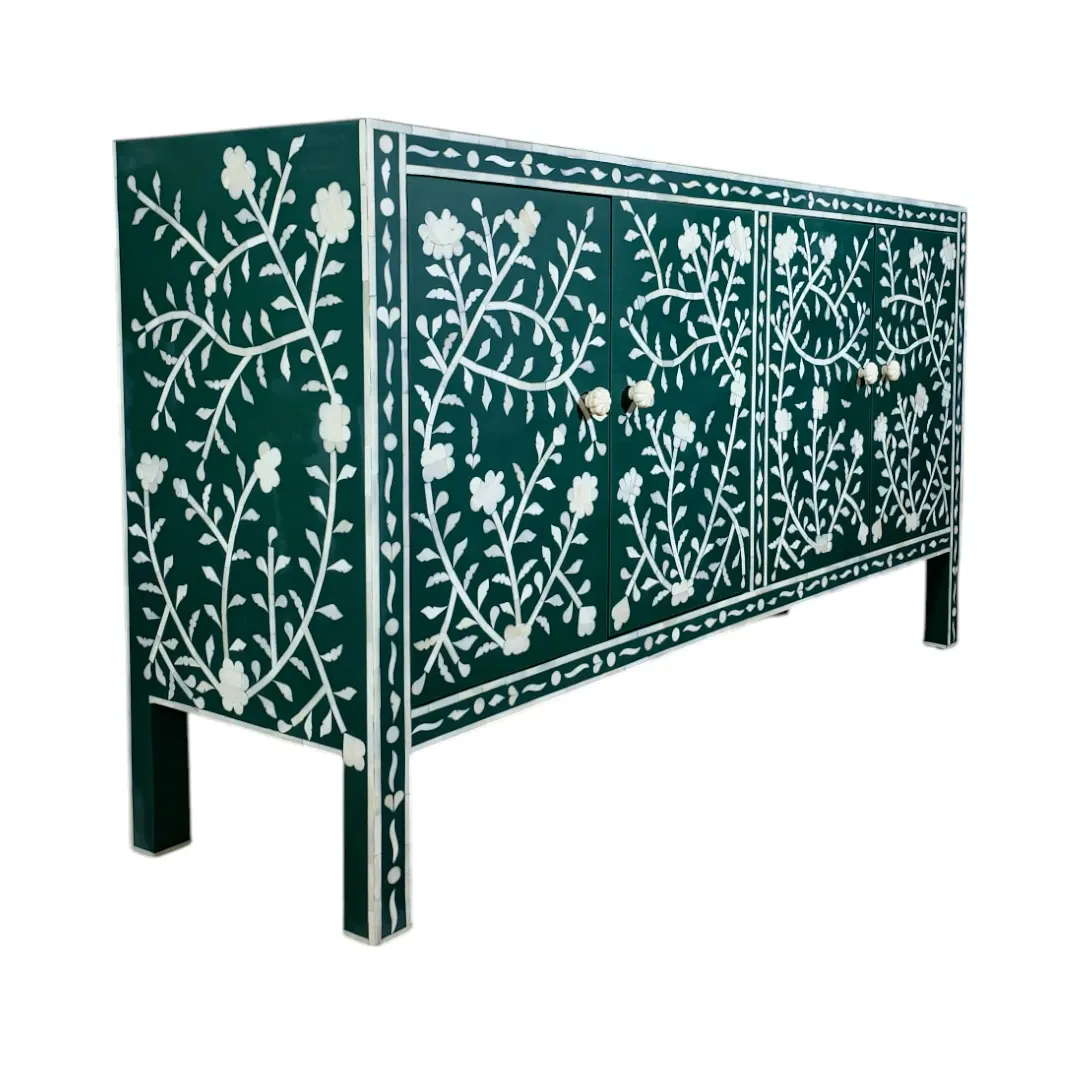 Jameela Floral Inlay 4-Door Sideboard