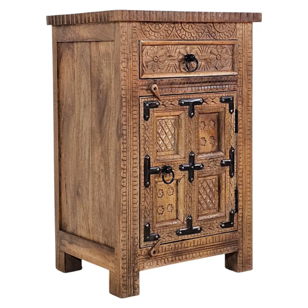 The Aegean Carved Bedside Cabinet