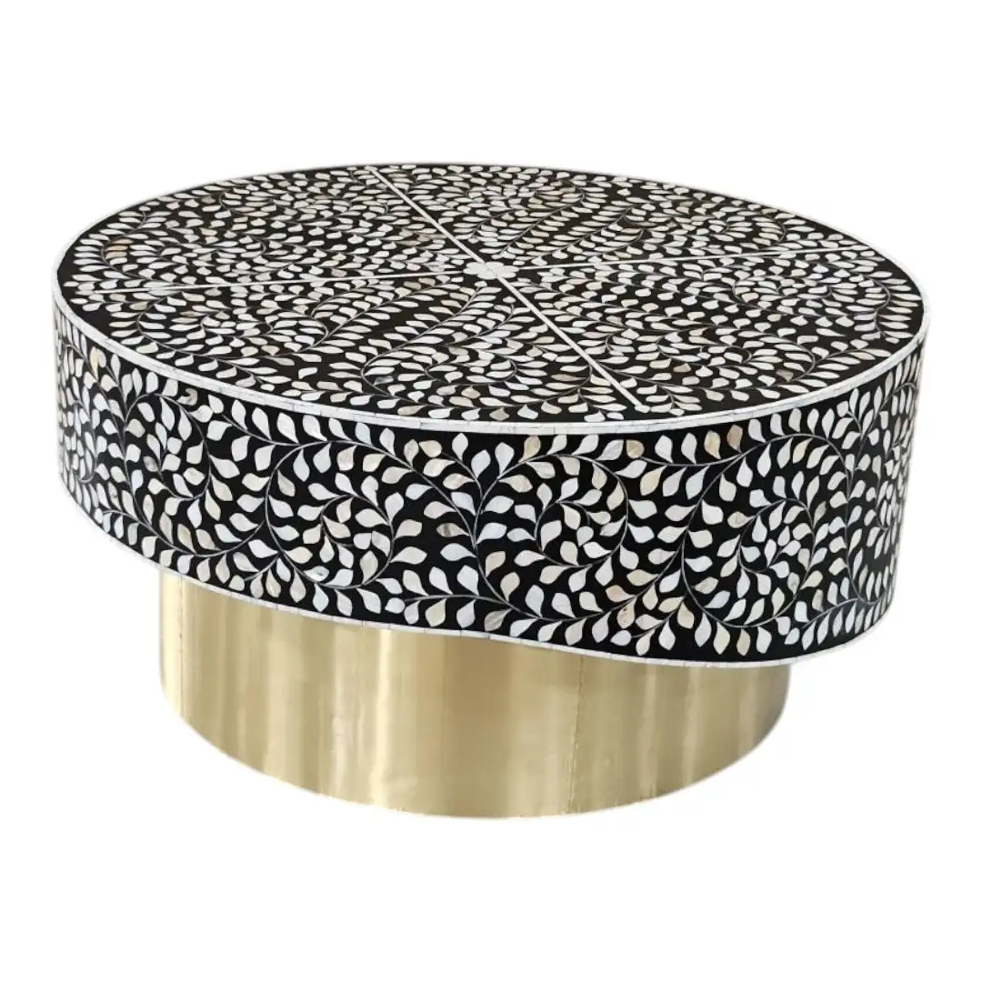 Gulzar Islimi Pearl & Brass Plinth Coffee Table