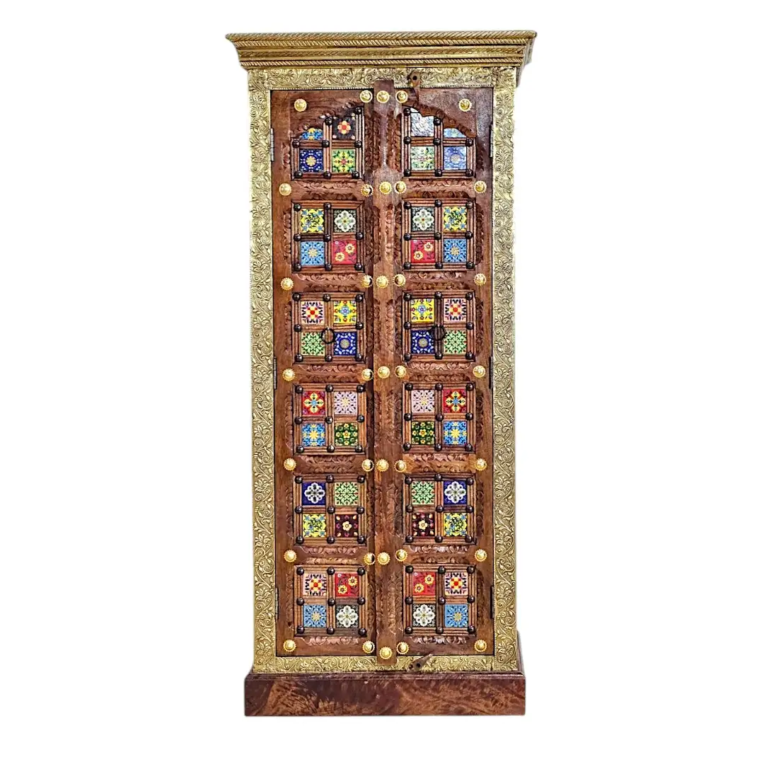 Al-Zahra Indian Rosewood & Brass Embossed Tallboy