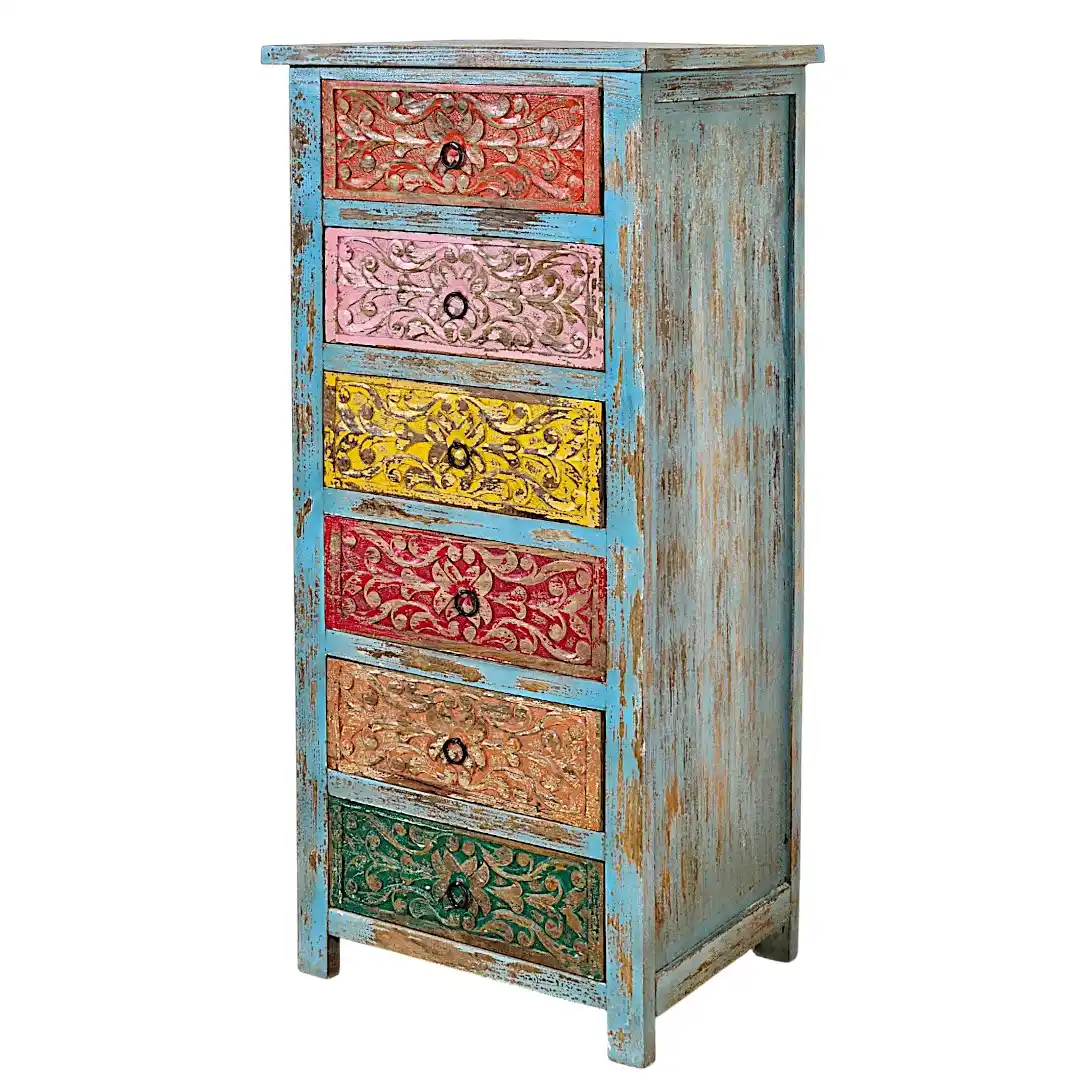 The Shekhawati Polychrome Highboy Chest
