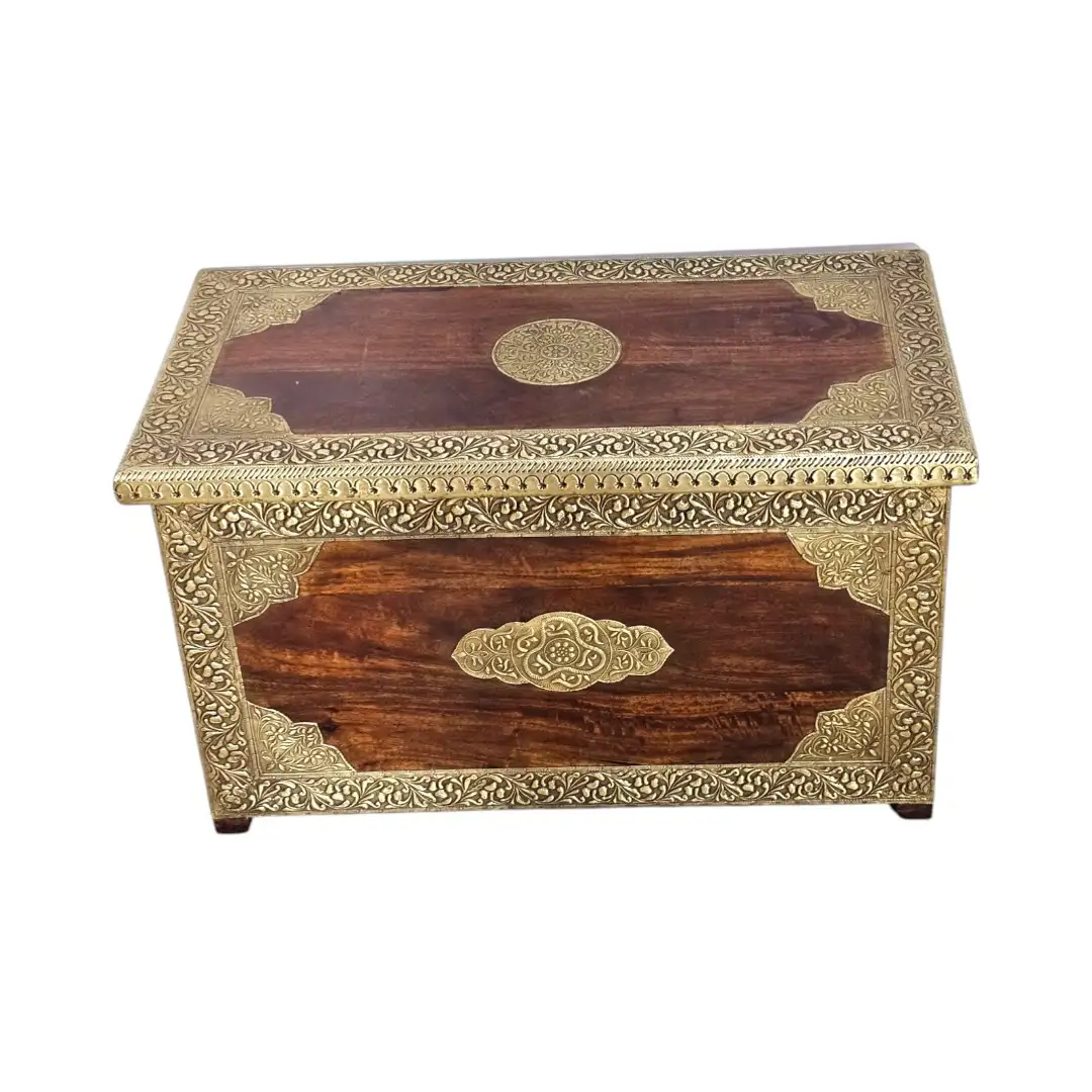 Marwari Rosewood & Brass-Clad Trunk