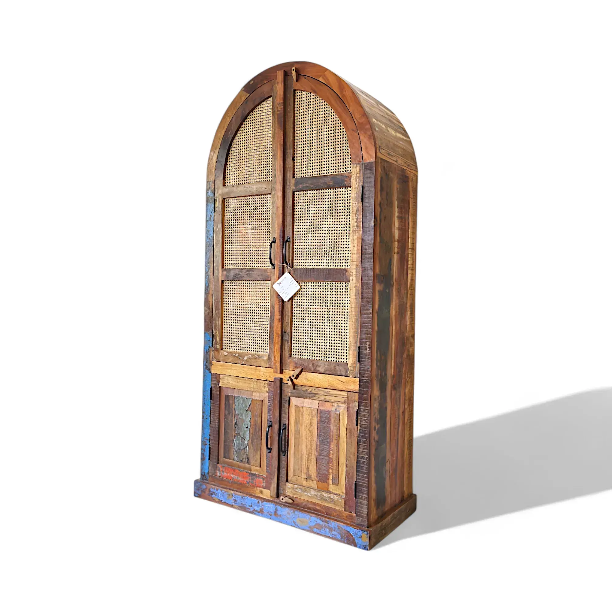 Reclaimed wood Rattan cabinet