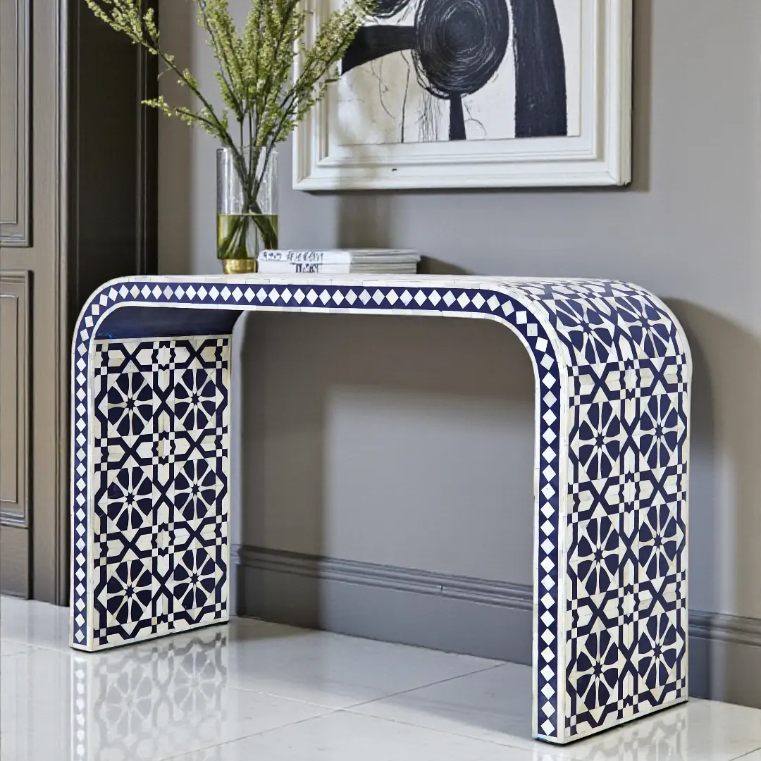 Zelij Azur Console d'Entrée (Azure Zelij Entrance Console)