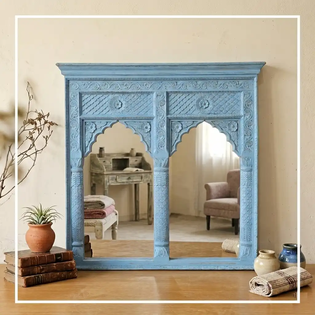 The Mumtaz Mahal Mango Wood Jharokha Mirror