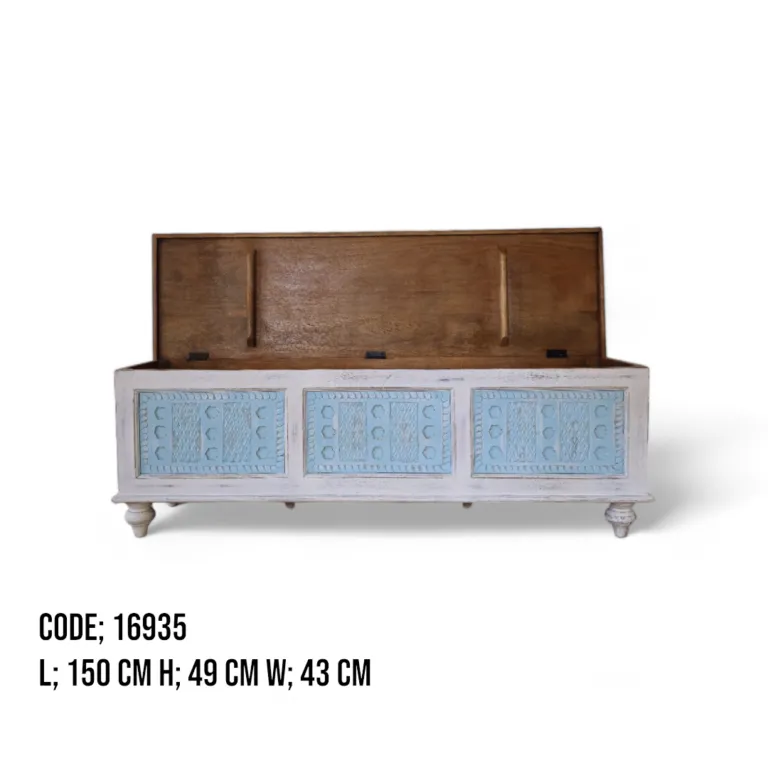 Carved Two-Tone Storage Trunk