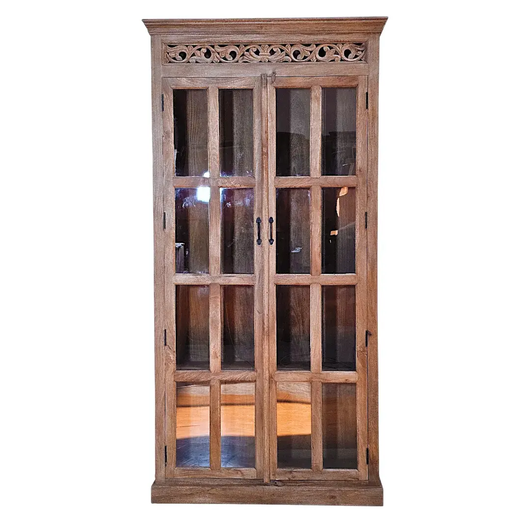 Stratton Hand-Carved Glass Door Armoire