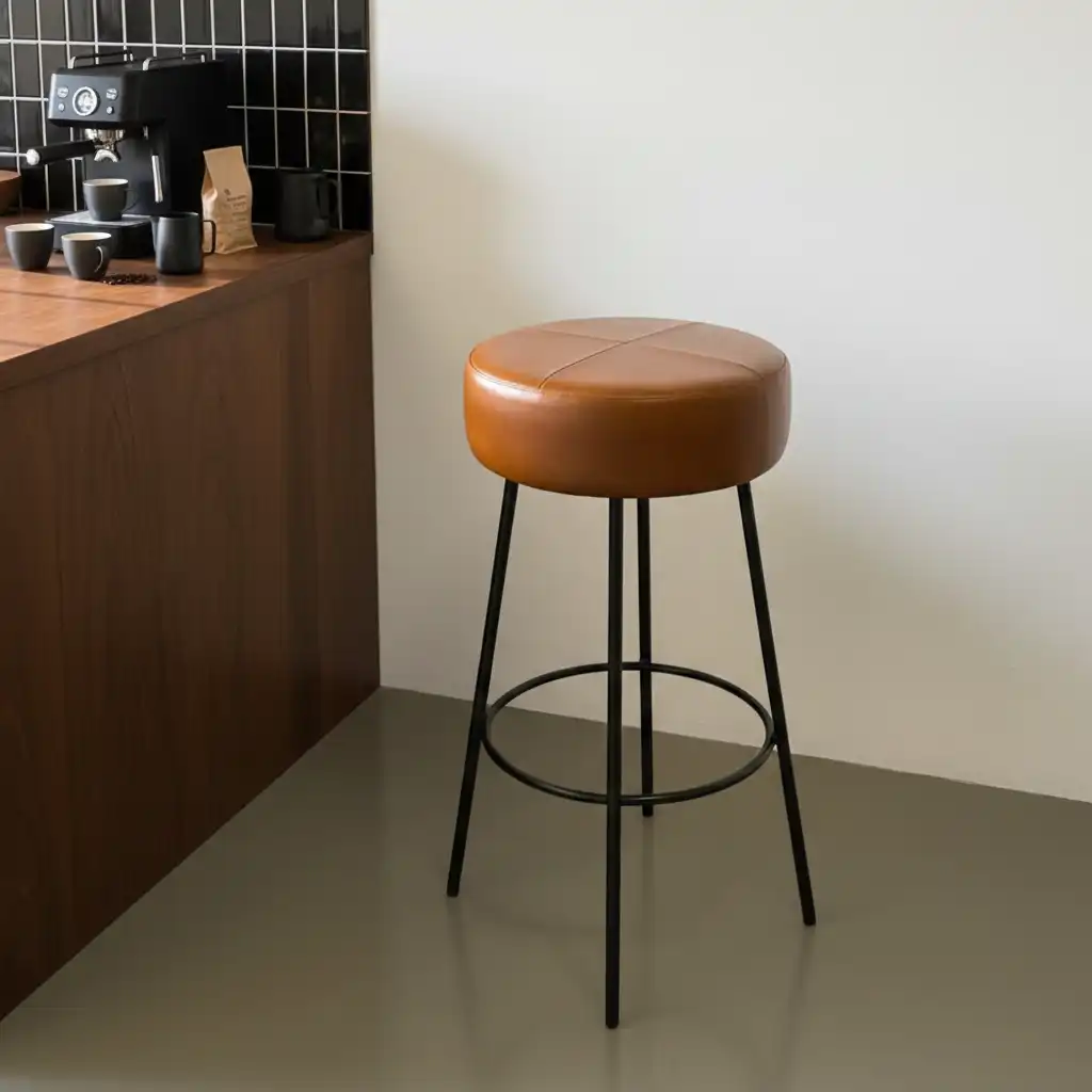 The 'Bistro' Round Leatherette Bar Stool