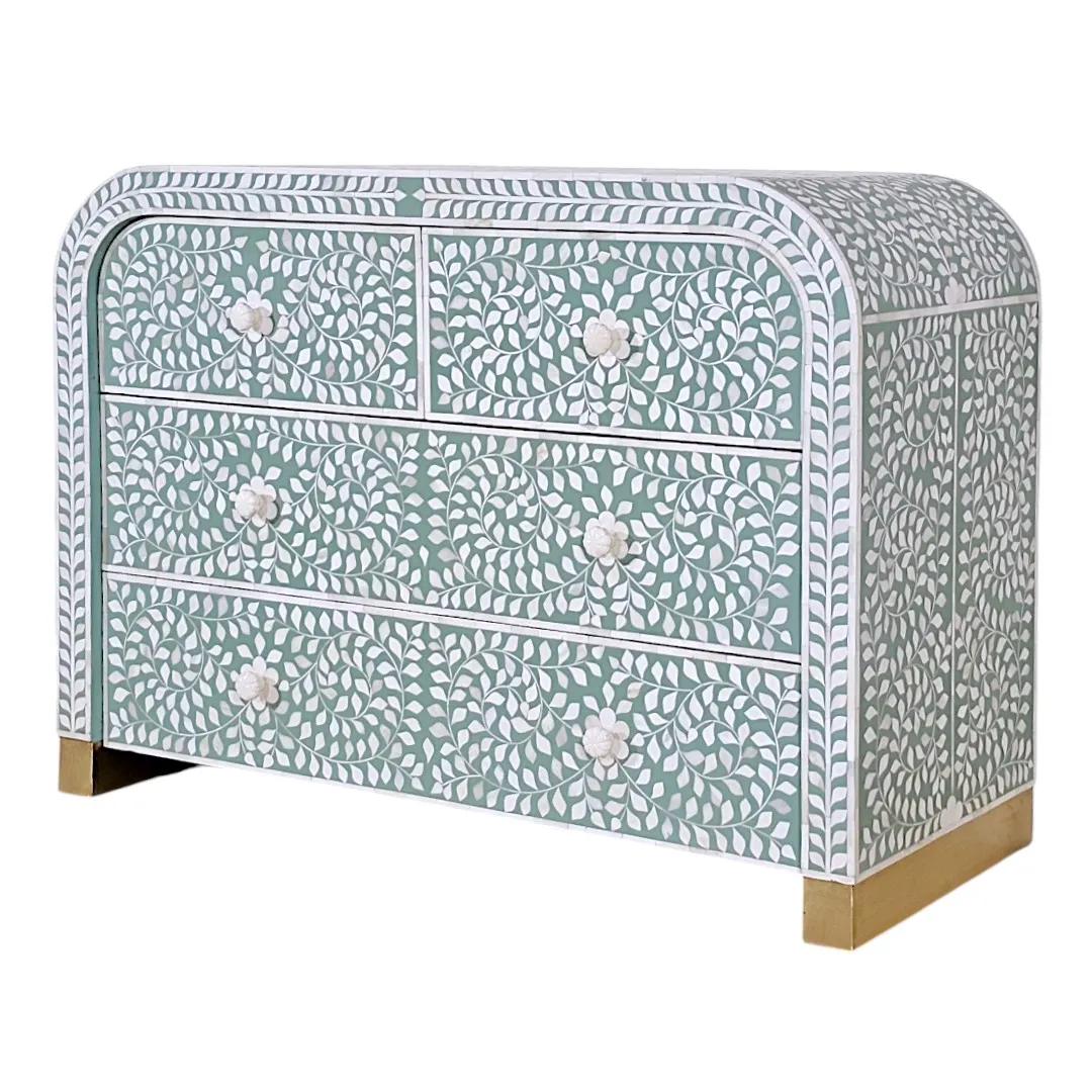 Al-Amira Floral Bone & Brass Inlay Chest