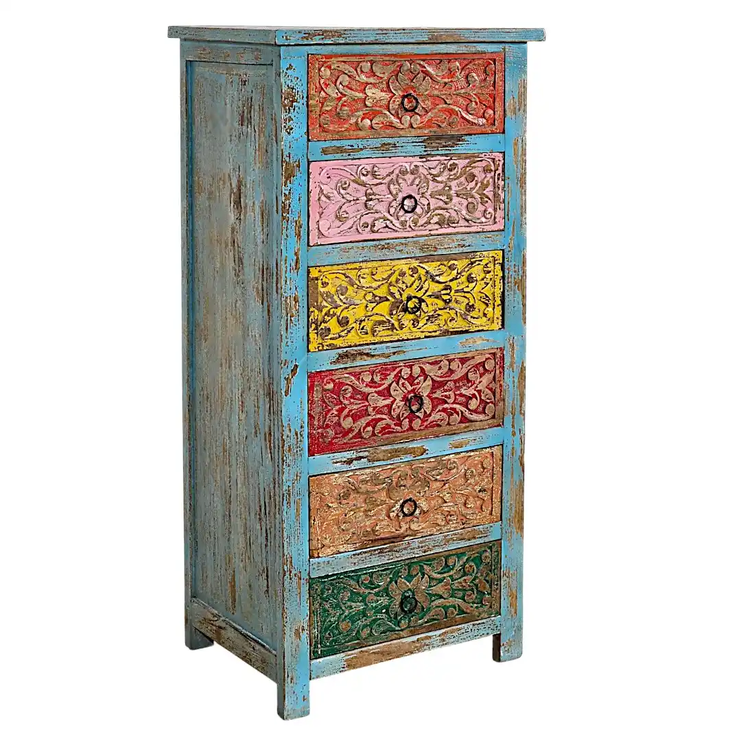 The Shekhawati Polychrome Highboy Chest