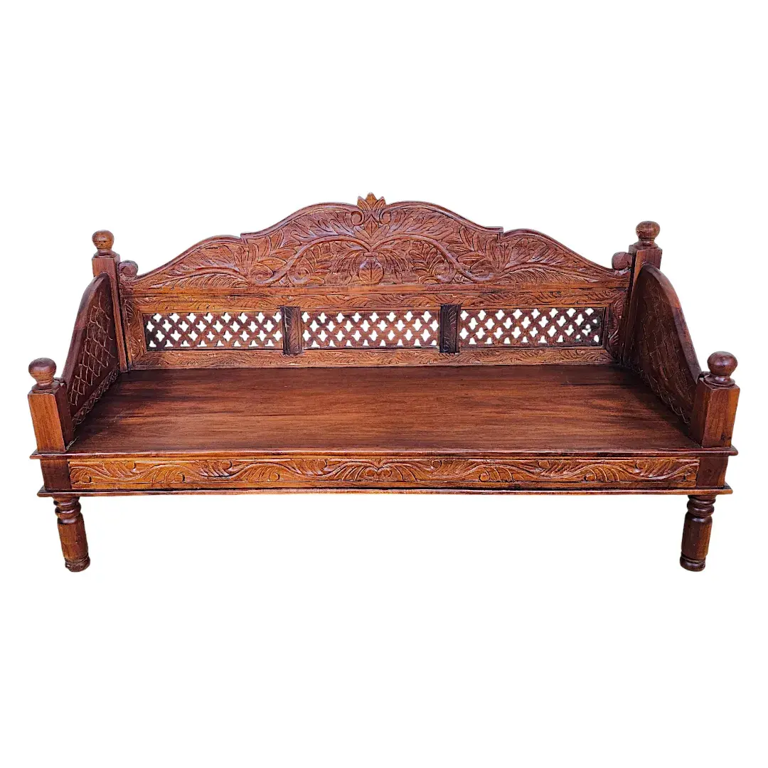 The 'Naqsh Zaynab' Carved Teak Wood Daybed