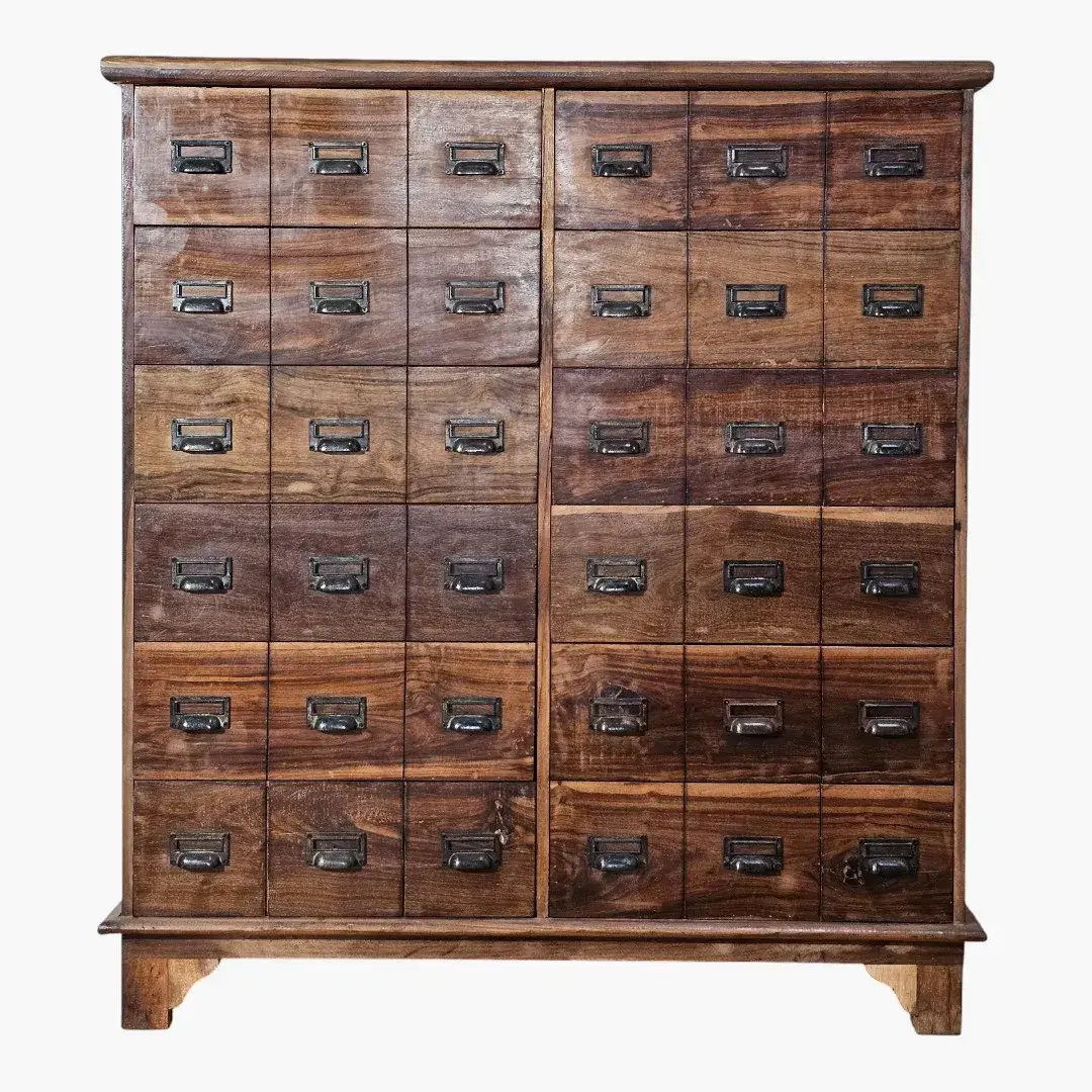 The City Loft Wide Chest: Rustic Solid Wood 12-Drawer