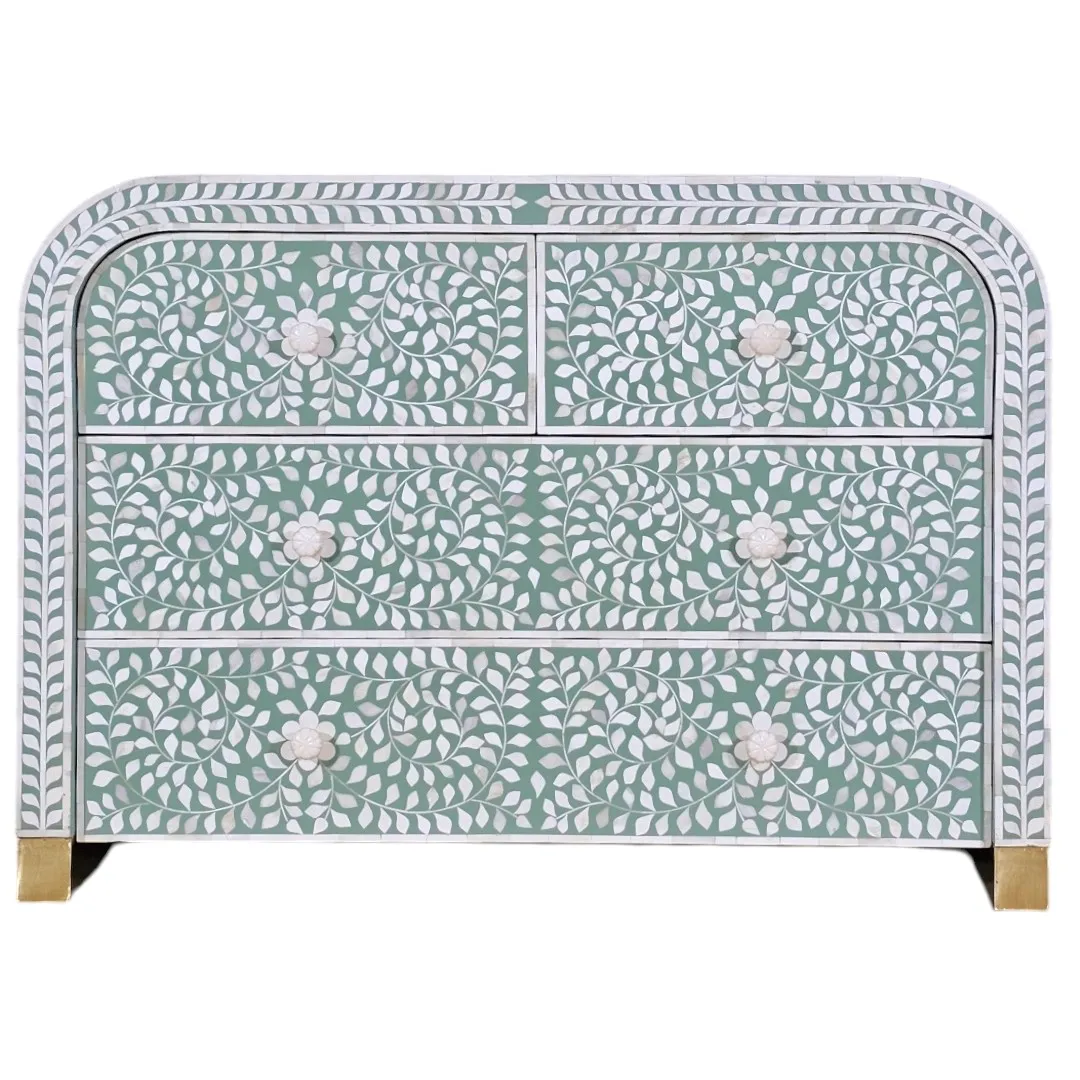 Al-Amira Floral Bone & Brass Inlay Chest