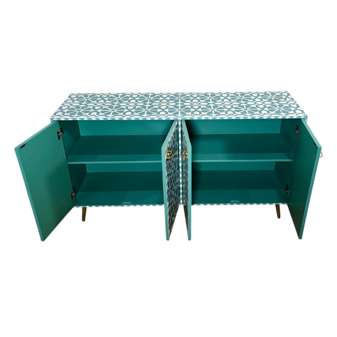 Teal Horizon Inlay Sideboard
