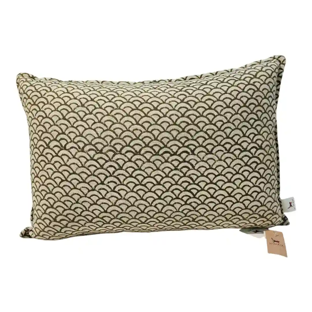The "Ariya Wave" Hand-Blocked Cotton Cushion