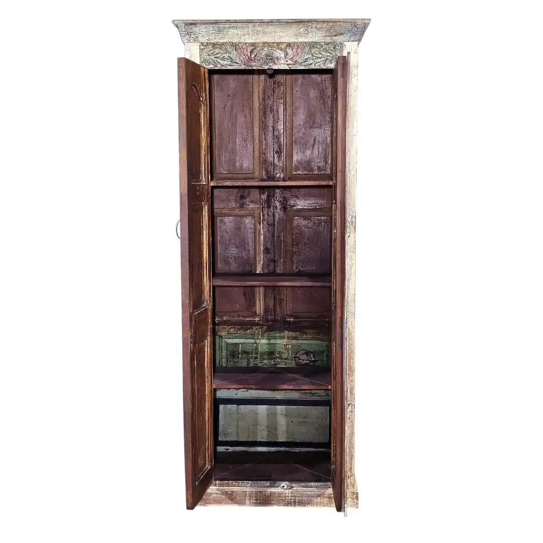 Carved Frieze Narrow Storage Cabinet