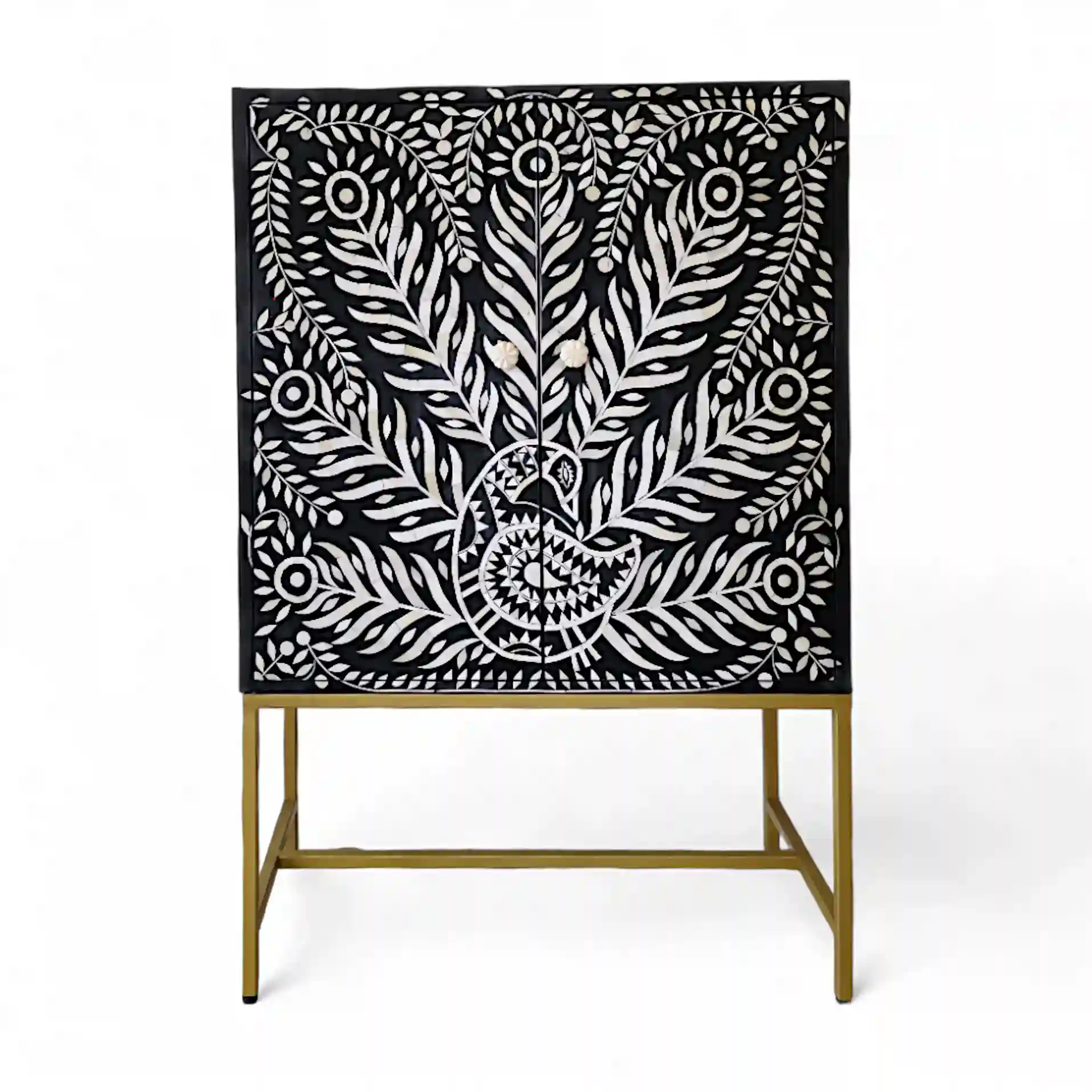 Regal Peacock Inlay Bar Cabinet