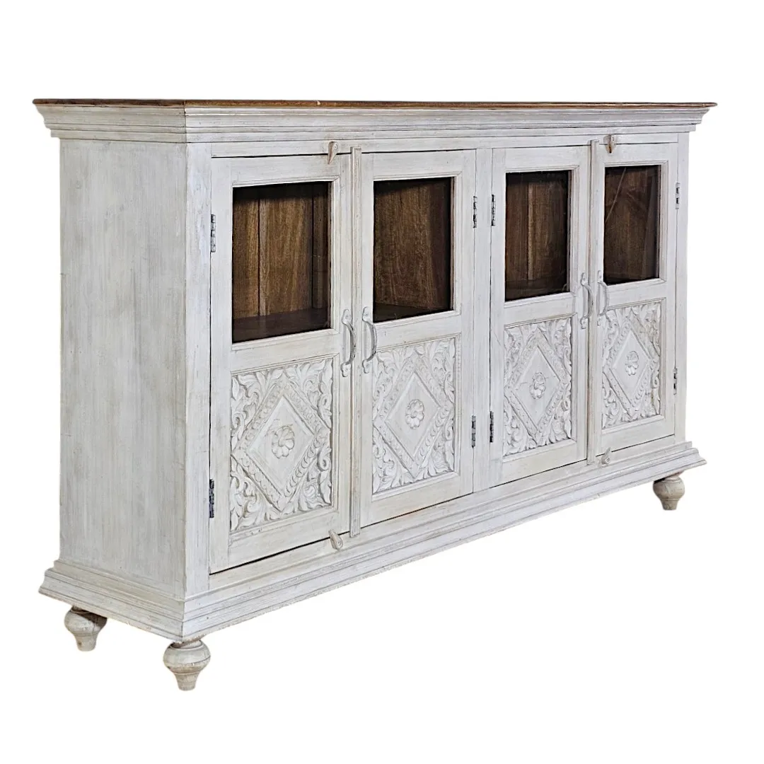 The Tara Carved Wood & Glass Buffet