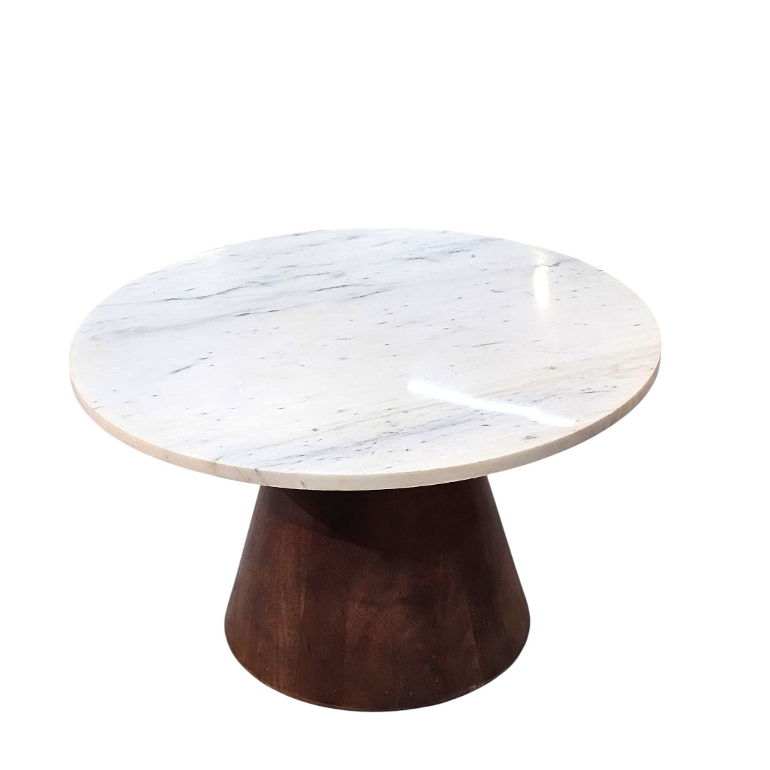 Peak Round Marble & Mango Wood Coffee Table