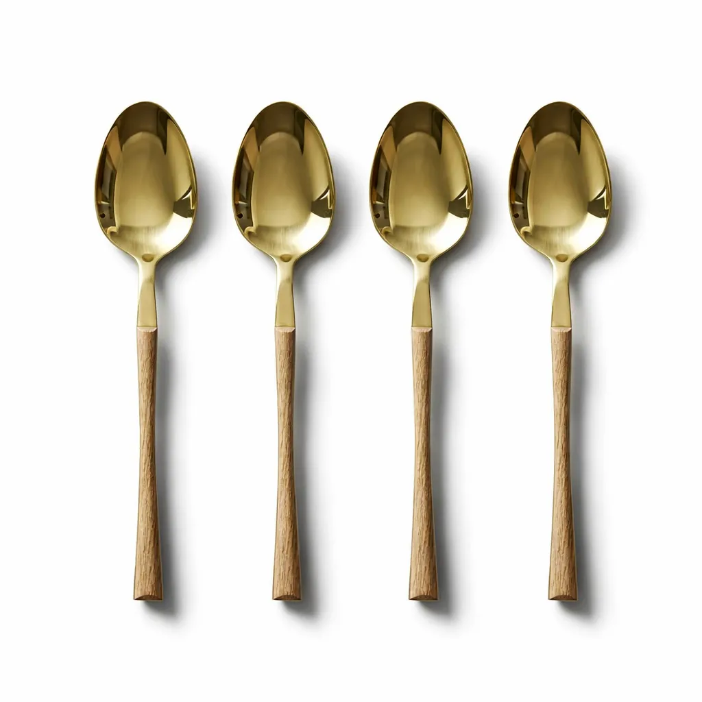 Gold Tea Spoon With Wood Handle