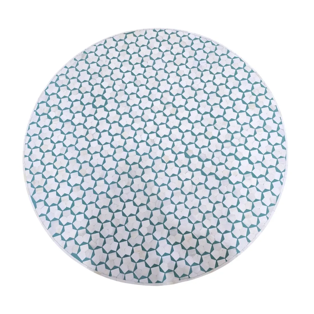 Al-Zubarah Geometric Bone Inlay Statement Table