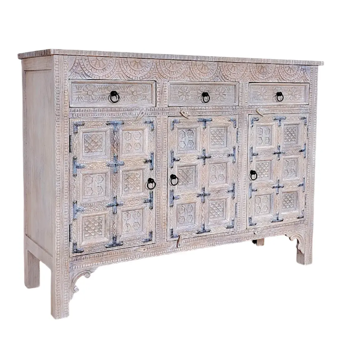 Artisan Citadel Carved Bāb al-Qal'a (باب القلعة - Gate of the Citadel) Sideboard