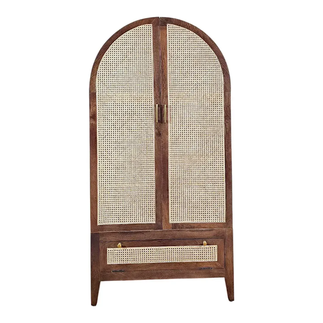 Archway Cane Door Storage Cabinet