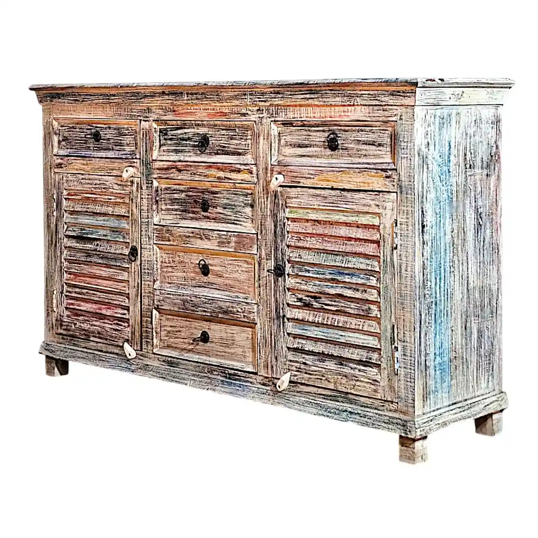 The Provence Louvered Verdigris Sideboard