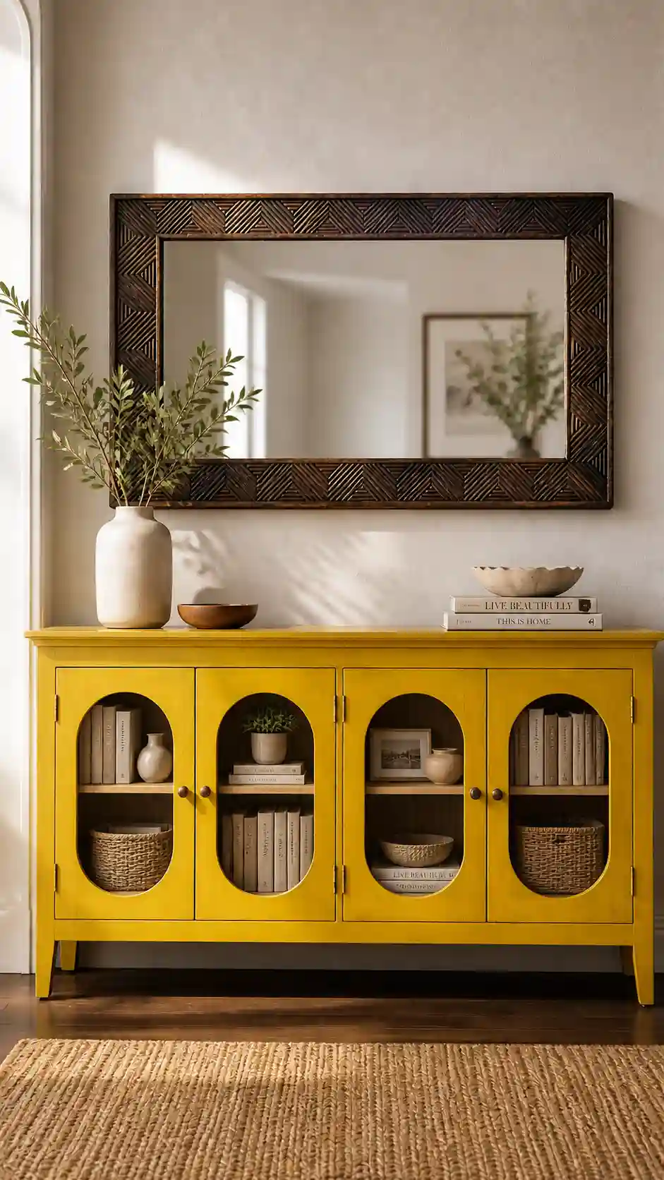 The Giza Linear Hand-Carved Reclaimed Mango Wood Mirror