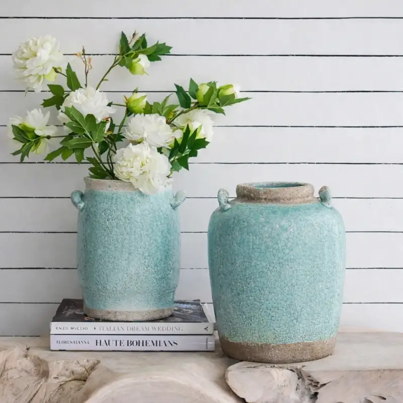 Candia Pale Turquoise Terracotta Vase